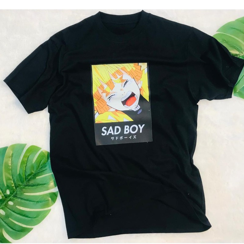 Tshirt Anime Zenitsu Sad Boy Demon slayer Kimetsu No Yaiba