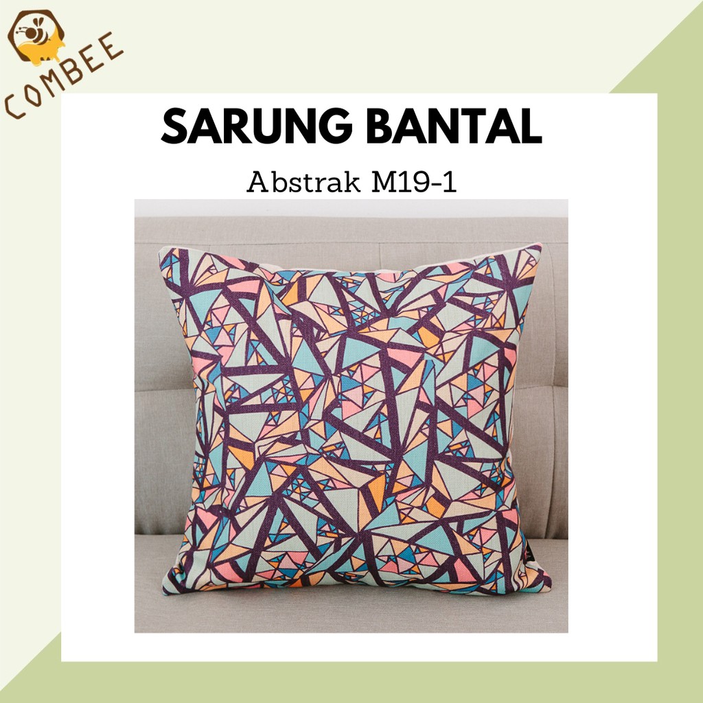 Pillow Case / Sarung Bantal / Sarung Tutup Bantal Sofa Kain Cotton Linen Abstrak M19