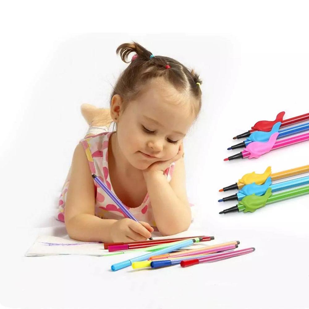 Agustina Kids Pen Holder Perlengkapan Menulis 10pcs/lot Alat Bantu Menulis Grip Silikon Bayi Belajar Koreksi Pen Holder