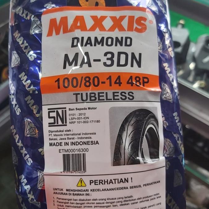 Ban Maxxis diamond MA-3DN 100/80-14 / Ban maxxis 100 / 80 - 14 Diamond acau11 Kualitas Baik