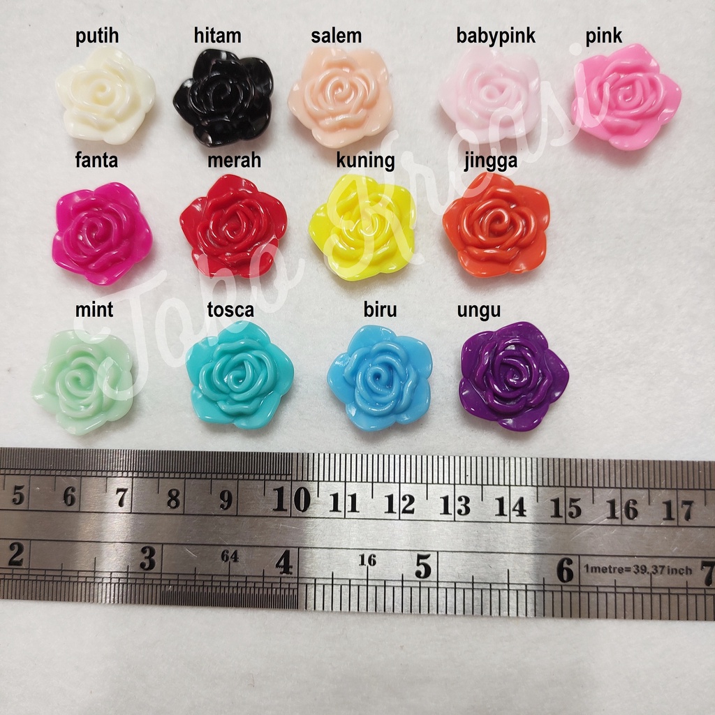 (Per Biji) Mote / Manik ac susu bentuk Mawar / Rose Varian 1