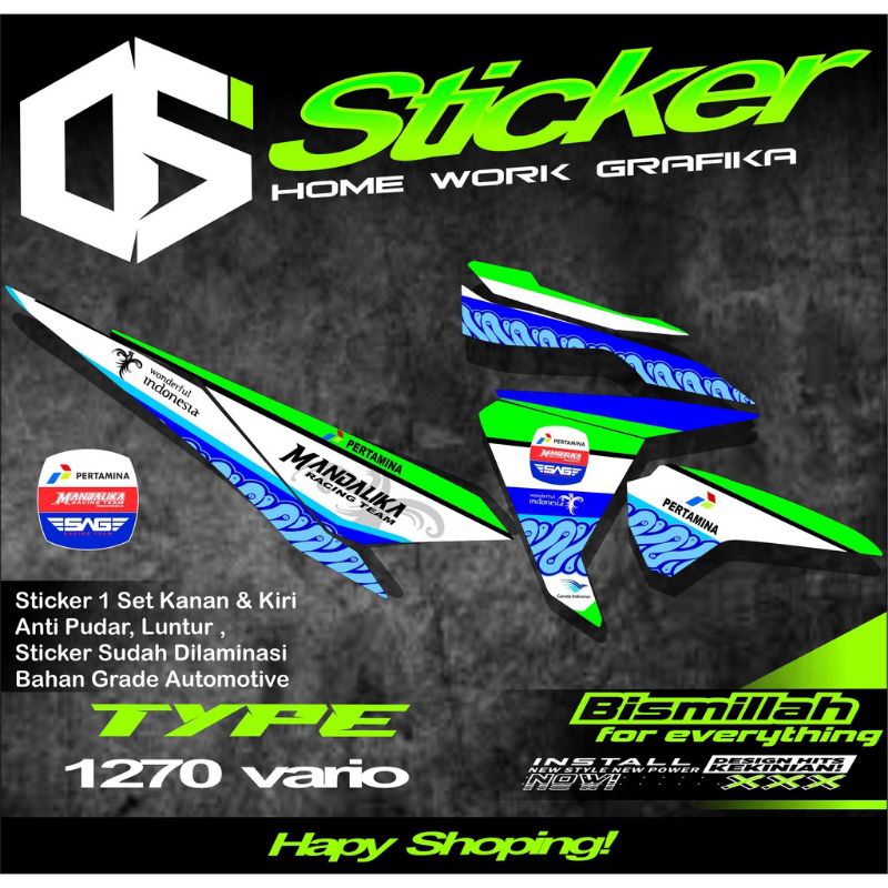 01270 Striping Stiker Vario 125 & 150 2015 2016 2017 List Variasi Mandalika Racing Team Moto Gp