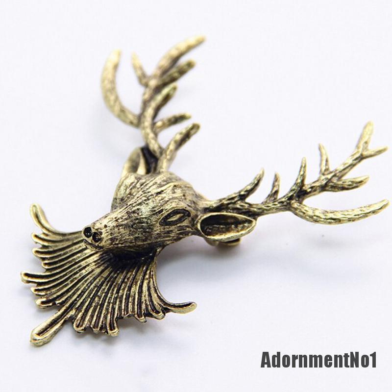 (Adornmentno1) 1pc Bros Pin Enamel Desain Kepala Rusa Lucu Untuk Unisex