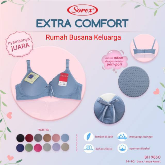 Bra BH Sorex 9850 Extra Comfort Tanpa Kawat