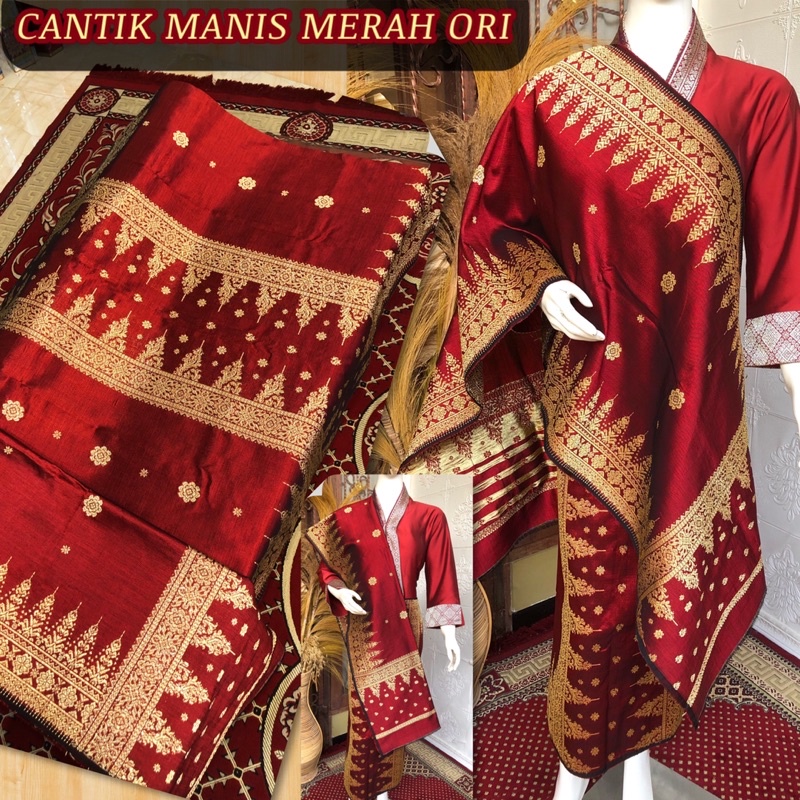 Songket Cantik Manis ORI merah >songket tenun asli palembang /ilham songket palembang/songket pengan