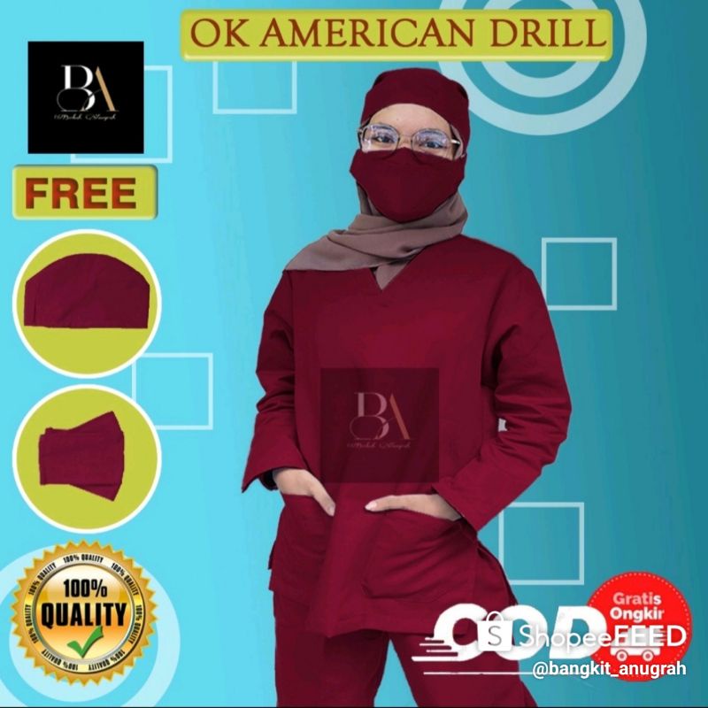 baju ok lengan Panjang/baju jaga petugas medis seragam perawat