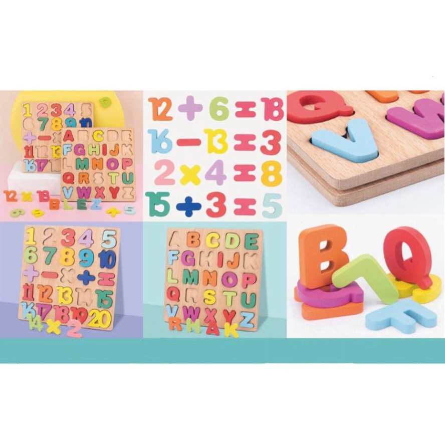 Mainan Edukasi Anak NUMBER &amp; ALPHABET PUZZLE Mainan Puzzle Kayu Anak