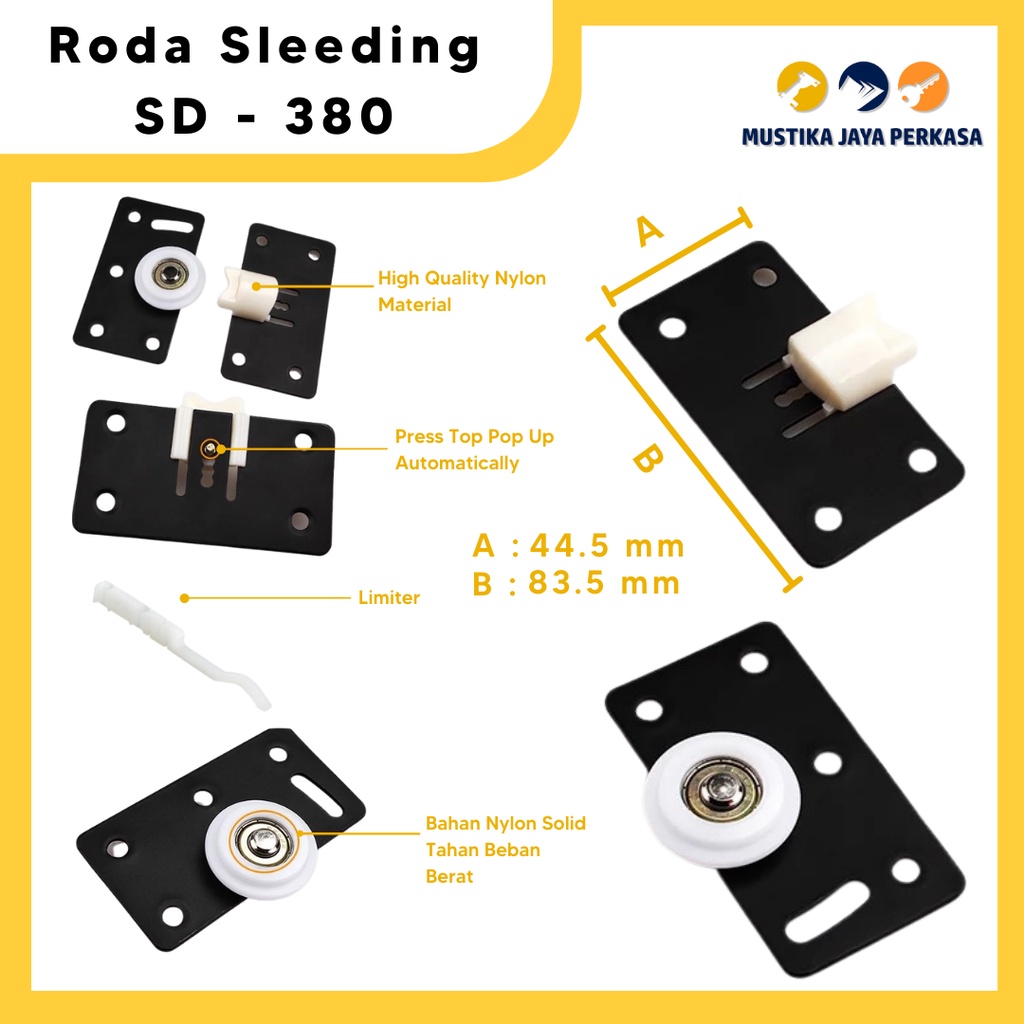 Roda SD 380 Sleding Pintu Lemari Geser Huben Sliding Sleeding Rel 380 383