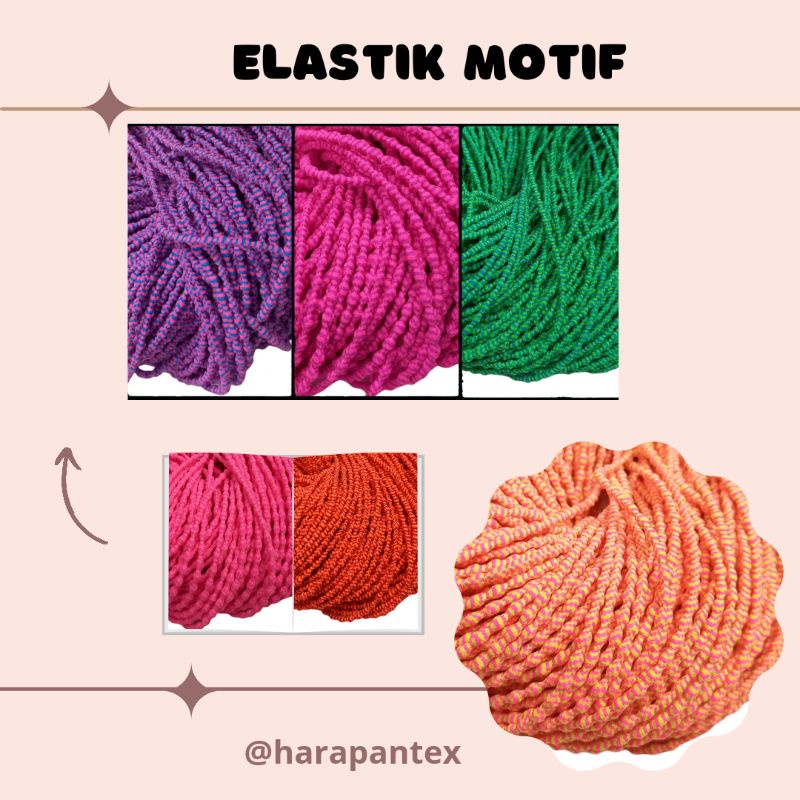 Elastik Korea Motif ROL Elastik Elastik Bahan Diy Warna Warni