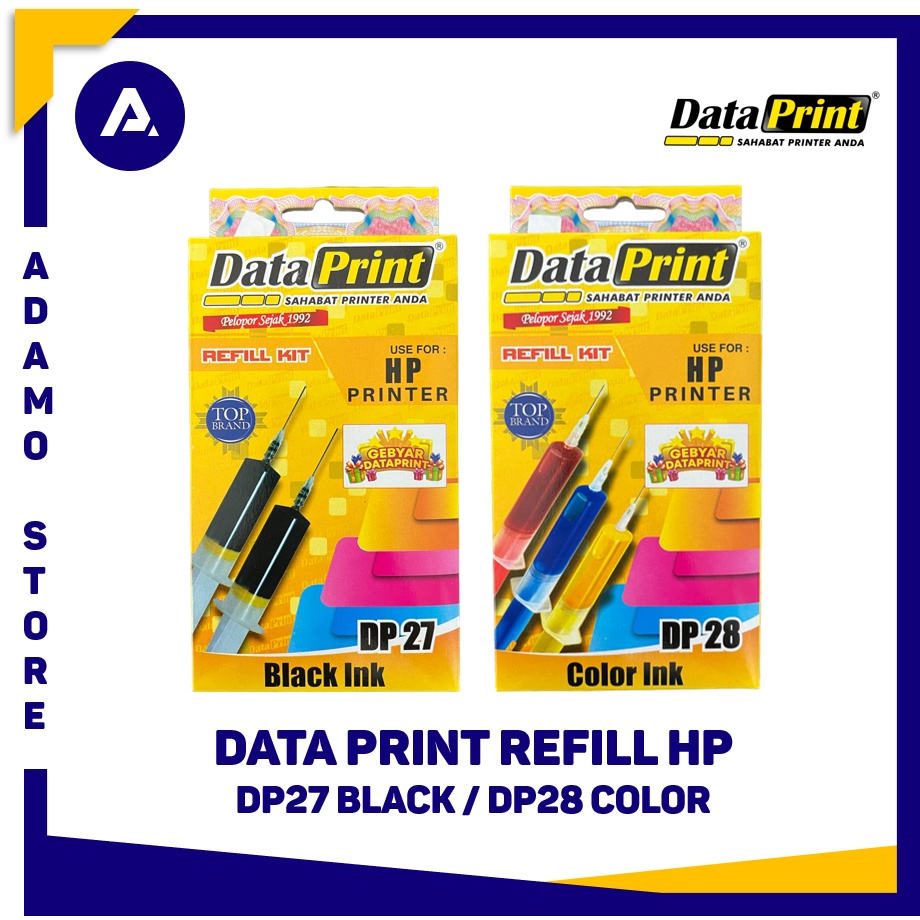 Refill Tinta Suntik Data Print DP27 DP28 Printer HP - DP 27 Black DP 28 Color