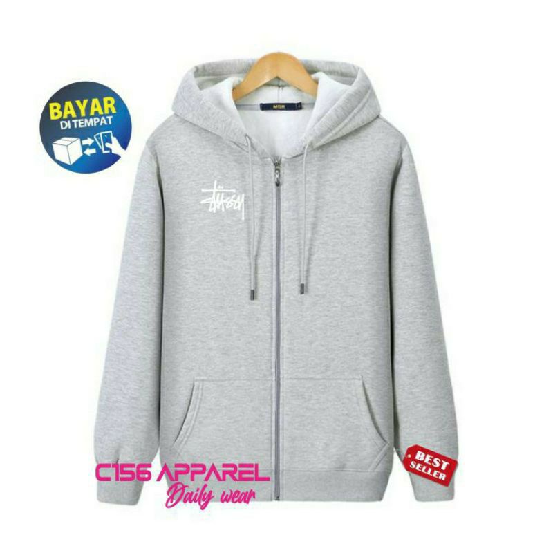 SWEATER HOODIE DISTRO Pria Wanita Premium Bahan Fleece Tebal STUSSY