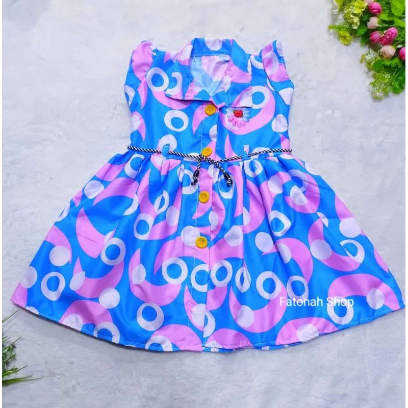 Dress anak 1 2 tahun baju anak cewek perempuan kancing ( dress kancing planet )