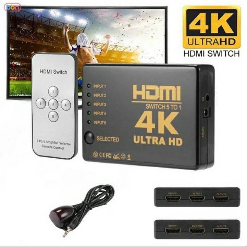 HDMI SWITCH 5 PORT SUPPORT 4K ULTRA HD WITH REMOTE / HDMI SWITCHER