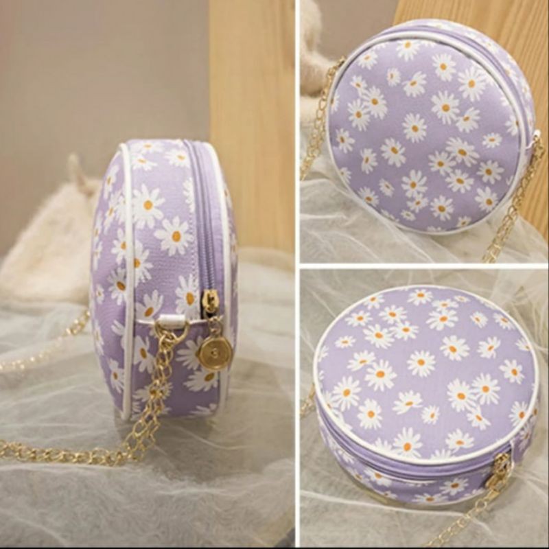 Dem_sare - KDS009 DAISYKA Tas Wanita Tas Selempang Wanita Mini Sling Bag Tas Bahu Bulat Tali Rantai