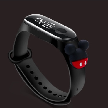 ✅COD Jam Tangan Elektronik Motif Kartun Anak Laki-laki Perempuan LED Karakter Minimalis Gelang-Var 1 Mickey Hitam