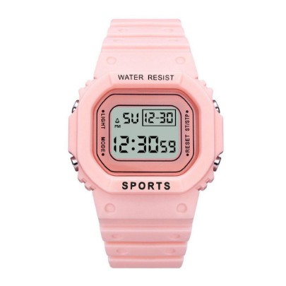 Jam Tangan Strap Rubber Untuk Wanita/Jam Tangan Wanita Fashion Korea Style Digital Sport-pink