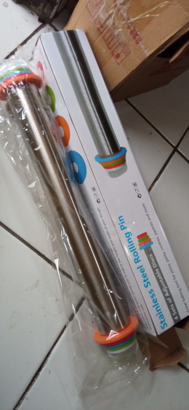 Aigootan Medan Rolling Pin Stainless Steel / Penggiling Adonan Anti Karat / Non Stick Roller