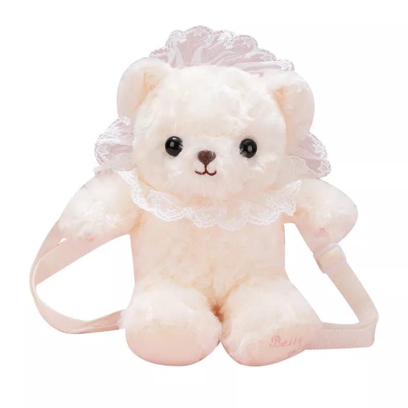 Tas Selempang BERUANG Merangkul NONI QUEEN RENDA / Tas Boneka Bulu Selempang Mini Rangkul Renda