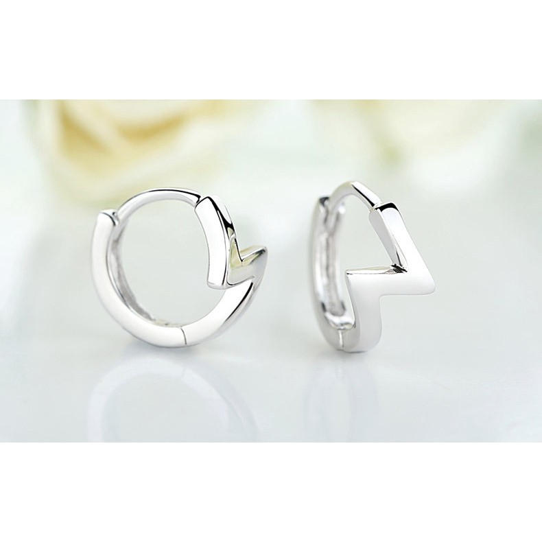 S925 Anting-Anting Perak Perempuan Jepang Dan Korea Elegan Mode Sederhana Petir Anting-Anting Perak Kecil Eropa Dan Amerika ... ai2-2915-6