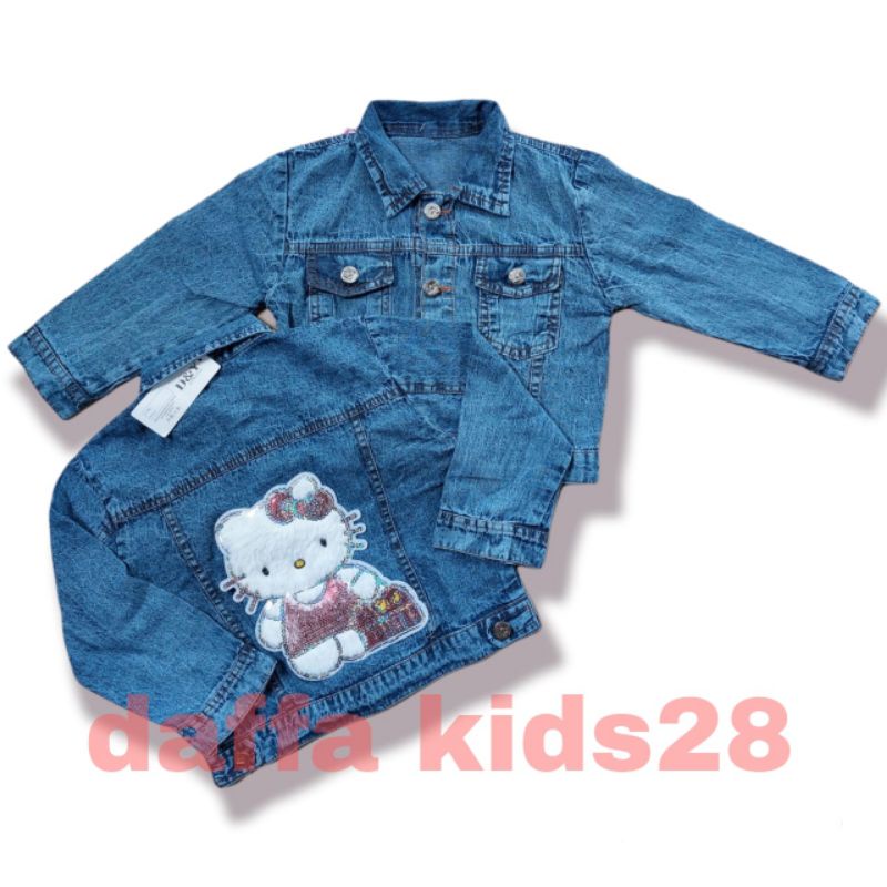 JAKET JEANS ANAK KARAKTER BULU / JAKET LEVIS ANAK PEREMPUAN MOTIF KEKINIAN 2-7 TAHUN