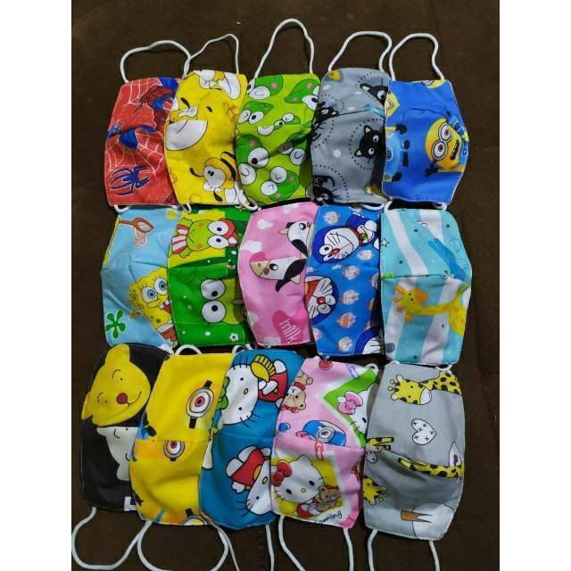 Masker Kain Anak Earloop 2 Lapis Bahan Katun 2-10 Tahun Termurahh