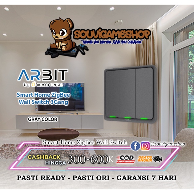 ARBIT Smart Home ZigBee Wall Switch 3 Gang Without Neutral line TUYA