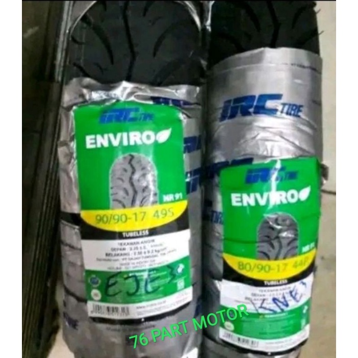 PAKET BAN TUBELESS  IRC ENVIRO 80/90 .17(depan) &amp; 90/90 .17(belakang) FREE PENTIL(motif ban item ini dikirim random)