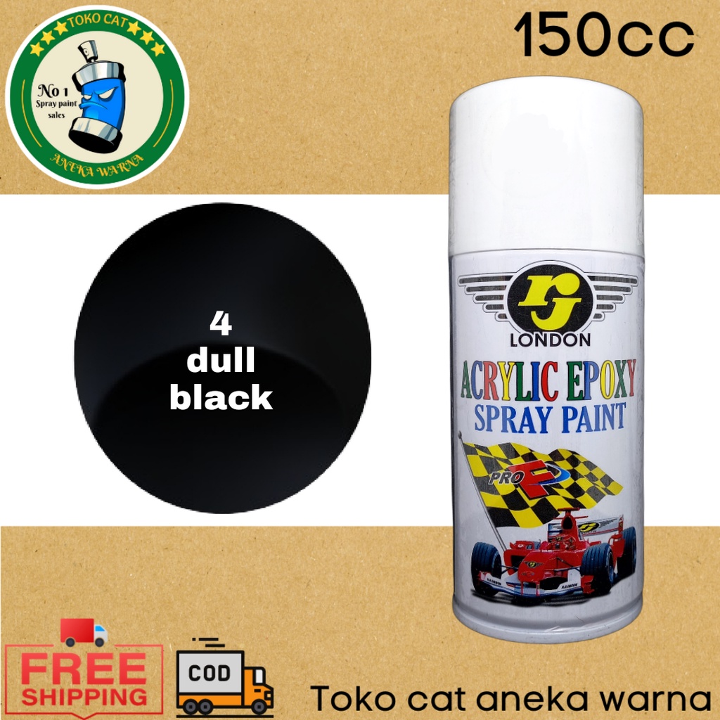 cat semprot 150cc rj london dull black hitam doff flat matte flat spray paint pilok pilox pylox