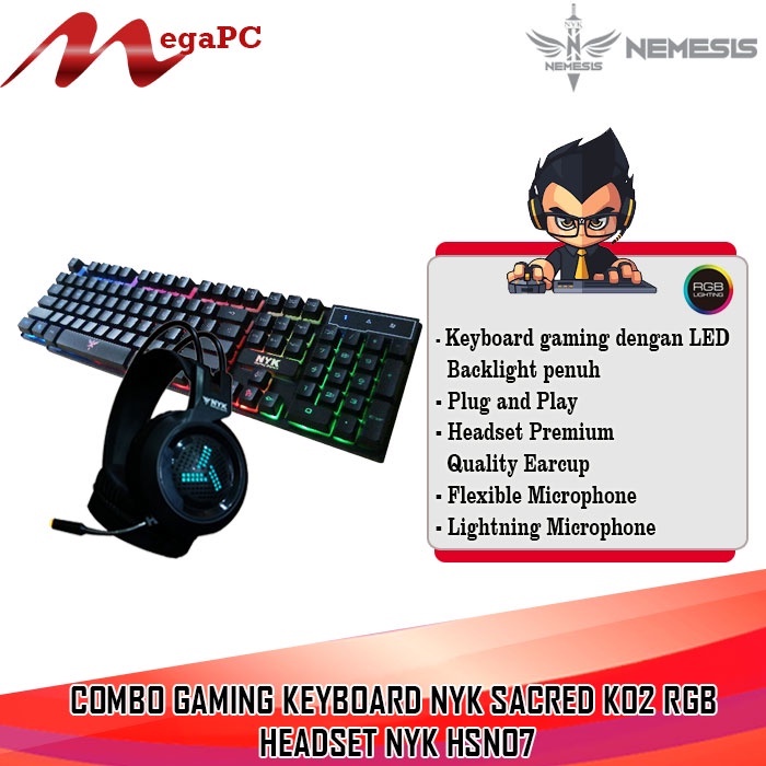 Combo Gaming Keyboard NYK Sacred K02 RGB + Headset NYK HSN07