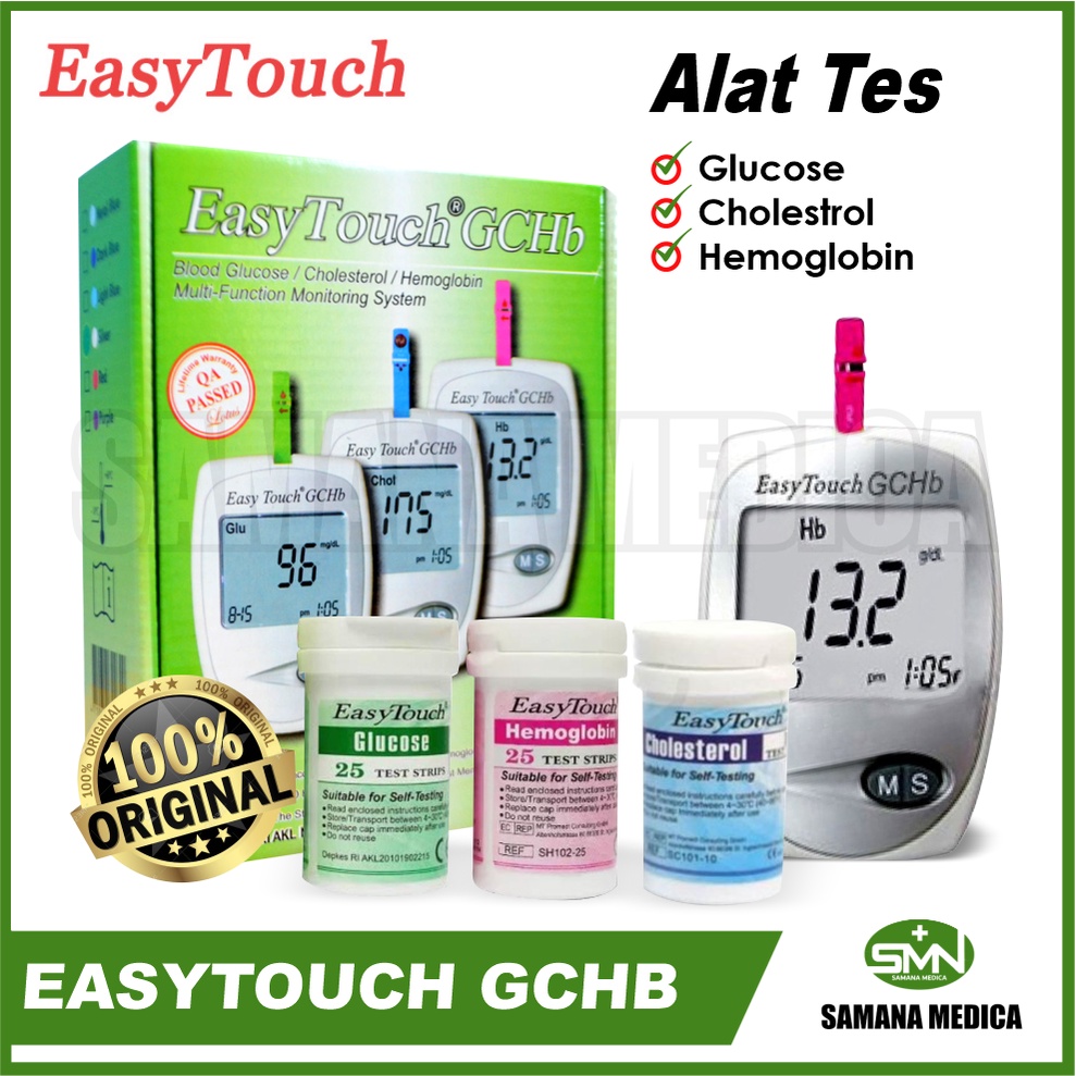 ALAT TES GCHB Gula Darah, Kolesterol, Hemoglobin EASYTOUCH GCHB 3in1 FREE PACKING KARDUS