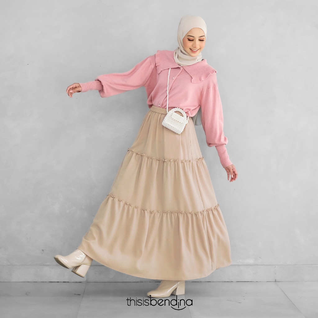 THISISBENDINA Rok Panjang Ruffle Katun Polos Zara Skirt