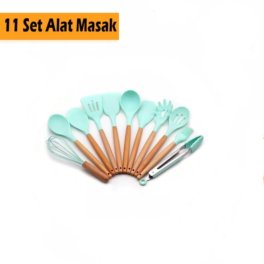 Spatula Silicon AMBER / Sutil Silicon / Spatula silikon gagang kayu anti panas FOOD GRADE