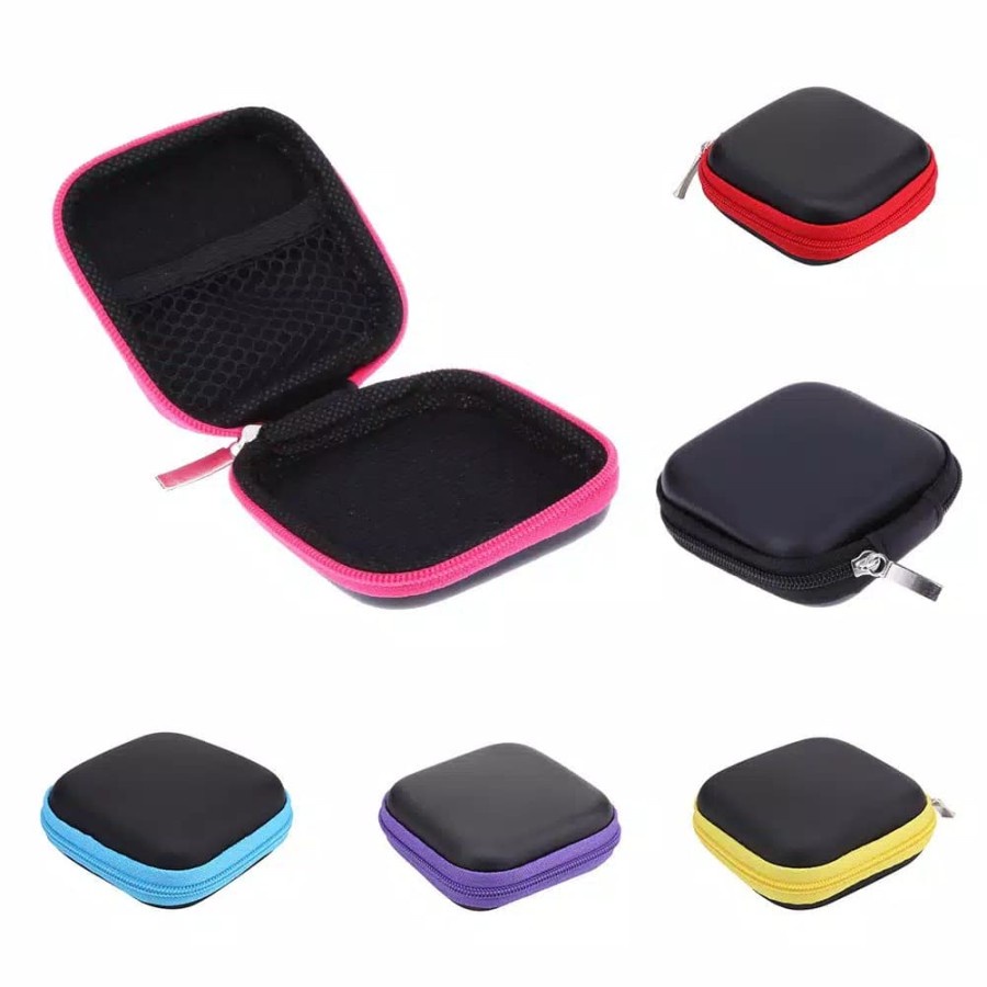 Headset Case Pouch Earphone Handset Pouch Coin Stylish Colorfull COin Bag - Tempat Dompet