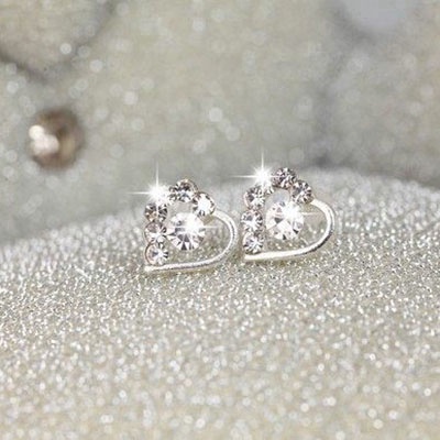 Anting Mutiara Pejantan Kristal Fashion Heart Pearl Crystal Stud Earring Charm Zircon Star Earrings Jewelry for Women Lady Gift-1