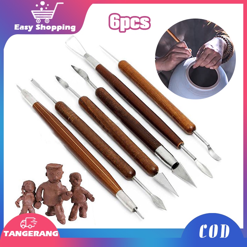 6PCS Clay Sculpting Tools Alat Tanah Liat Lilin Alat Ukir Tembikar Polimer