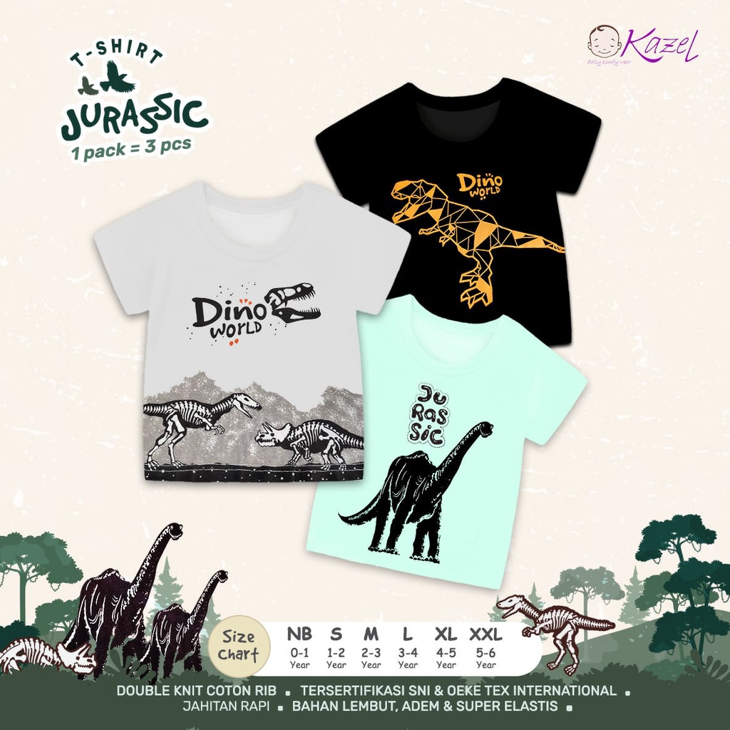 KAZEL TSHIRT ANAK LAKI LAKI KAZEL KAOS ANAK COWOK JURASSIC UNIVERSE BY HAPPY EDITION