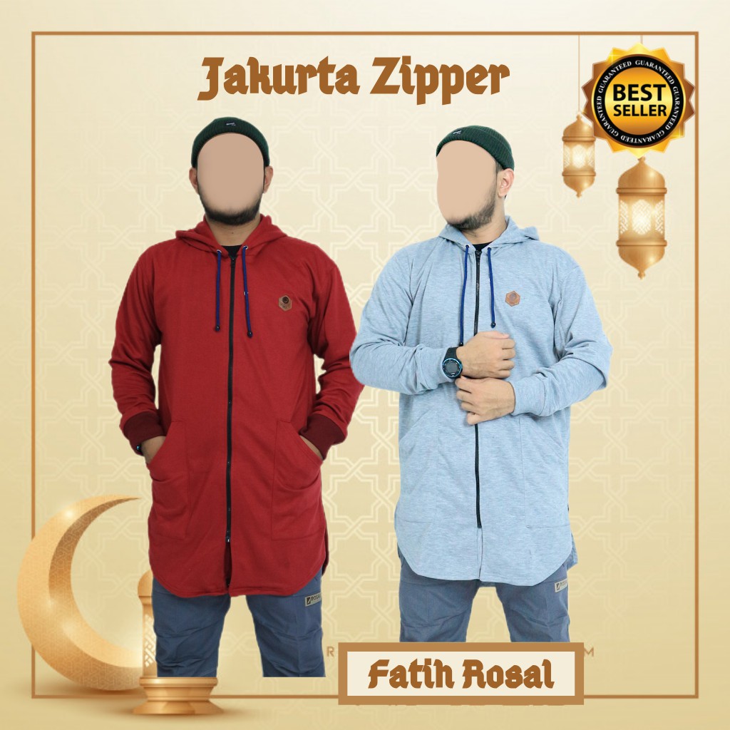 Jaket Sweater Pria Kurta Zipper Hoodie bahan baby terry polos tebal premium