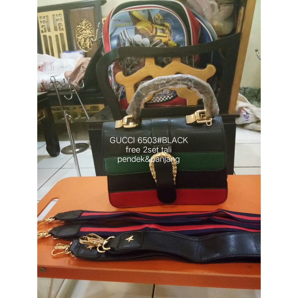 SALEEEE Tas GUCCI Black Free Tali Selempang