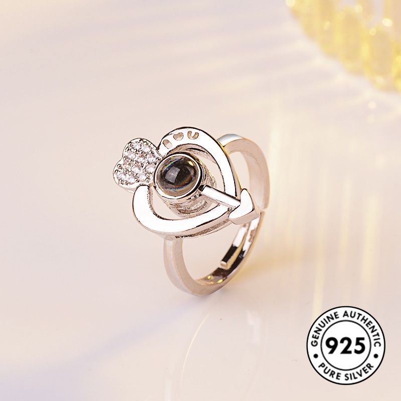 Cincin Berlian S925 Silver Bentuk Hati