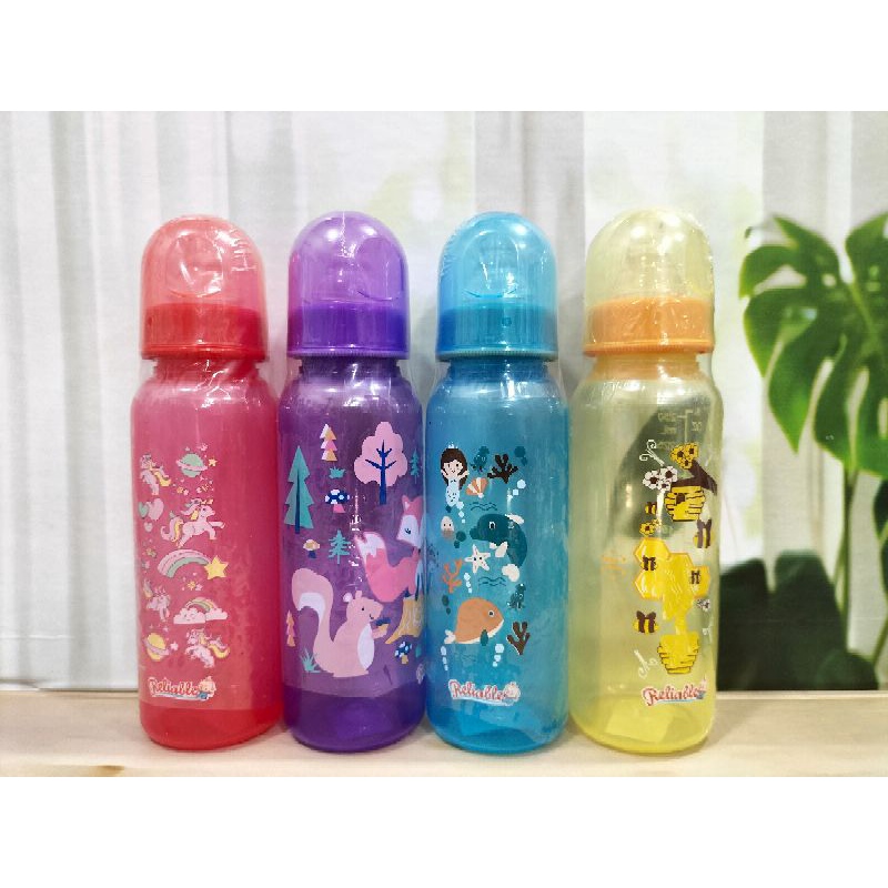 Botol Susu Reliable 250 Ml/125 Ml Dot Ulir Peristaltic Corak Lucu BPA Free Bisa Di Rebus