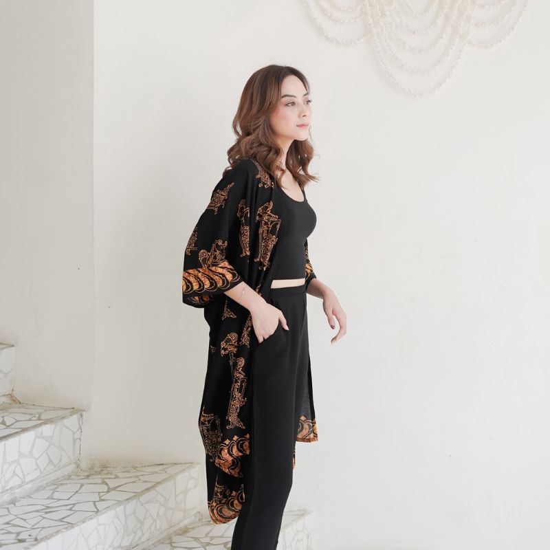 BLOUSE / OUTER CARDIGAN BATIK CAP FREE SIZE, BAHAN PARIS