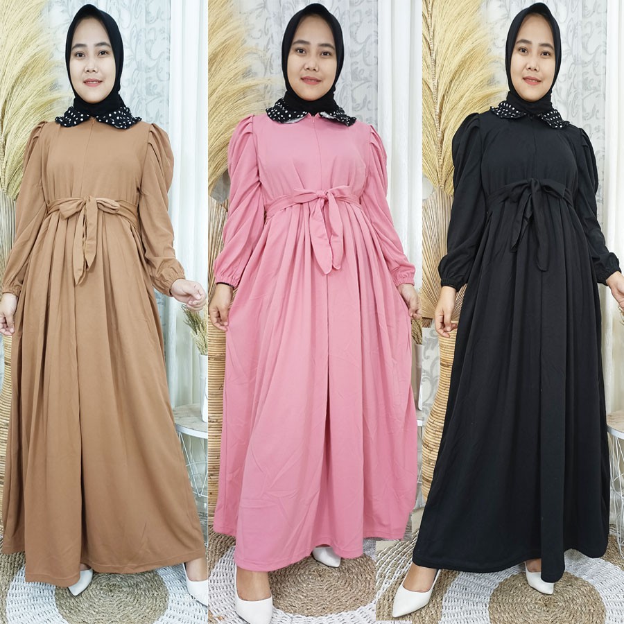 CARLINA GAMIS BUSUI SELENA KERAH POLKADOT TANGAN KERUT