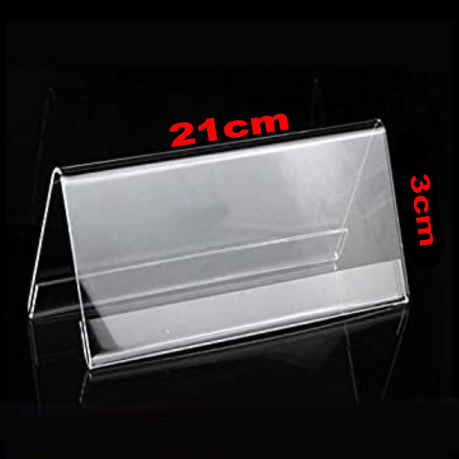 Akrilik 2 sisi Label Stand Display - Acrylic Nama Meja 21cm x 3cm