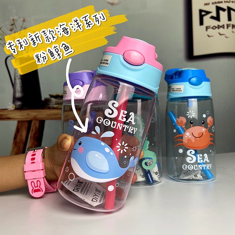 Botol Minum Anak Sedotan 480 ML BPA FREE Motif Karakter Lucu Import Terbaru - Botol Minum Anak Sekolah Anti Tumpah Kekinian [BT03]