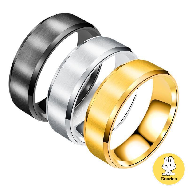 Cincin Jari Bahan Titanium Warna Hitam Emas Silver Untuk Pria -Doo