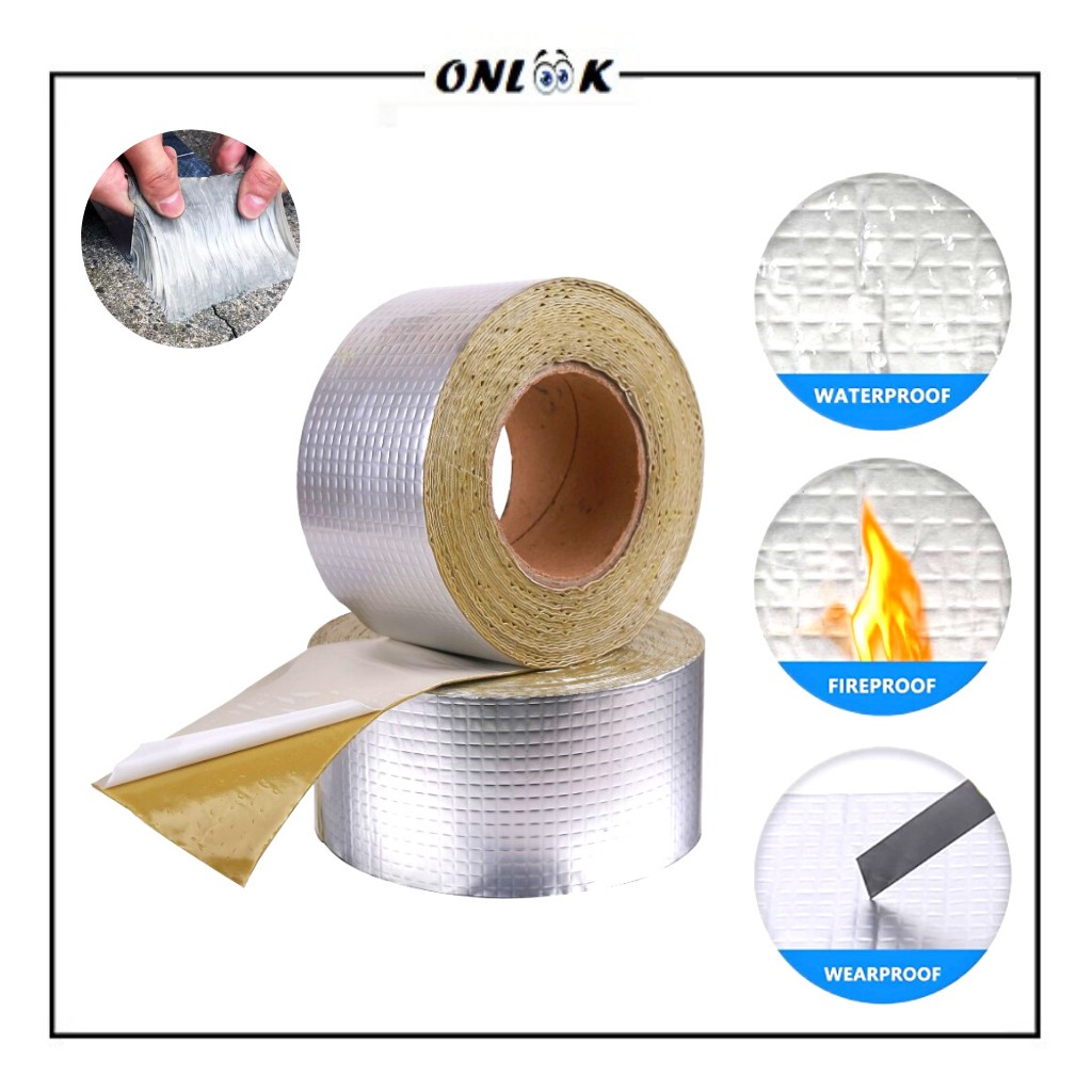 Lakban Anti Bocor / Lem Anti Air / Perekat Super / Alumunium Foil Butyl Rubber Tape Waterproof Perek