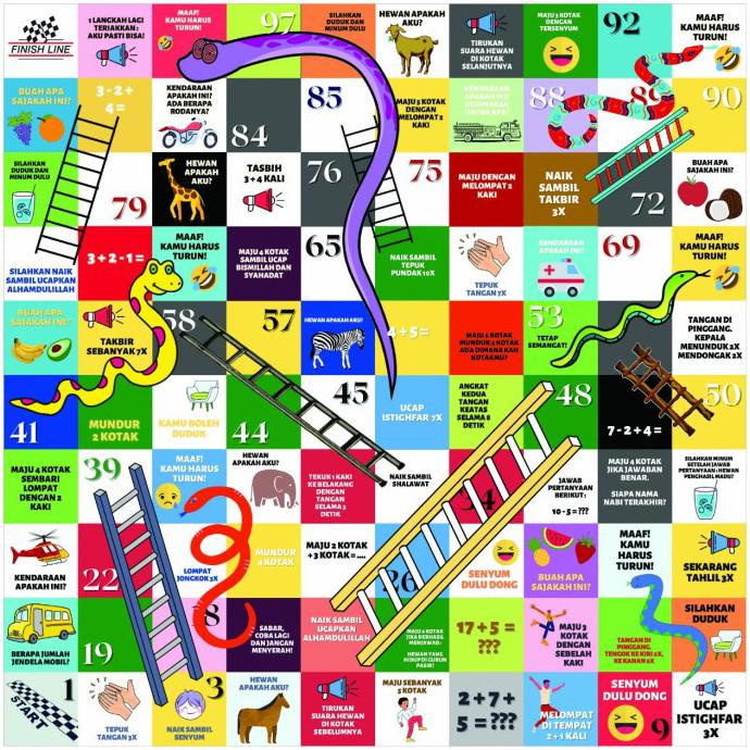 ULAR TANGGA RAKSASA JUMBO 2X2 METER - ISLAMI MUSLIM, DADU KARTON