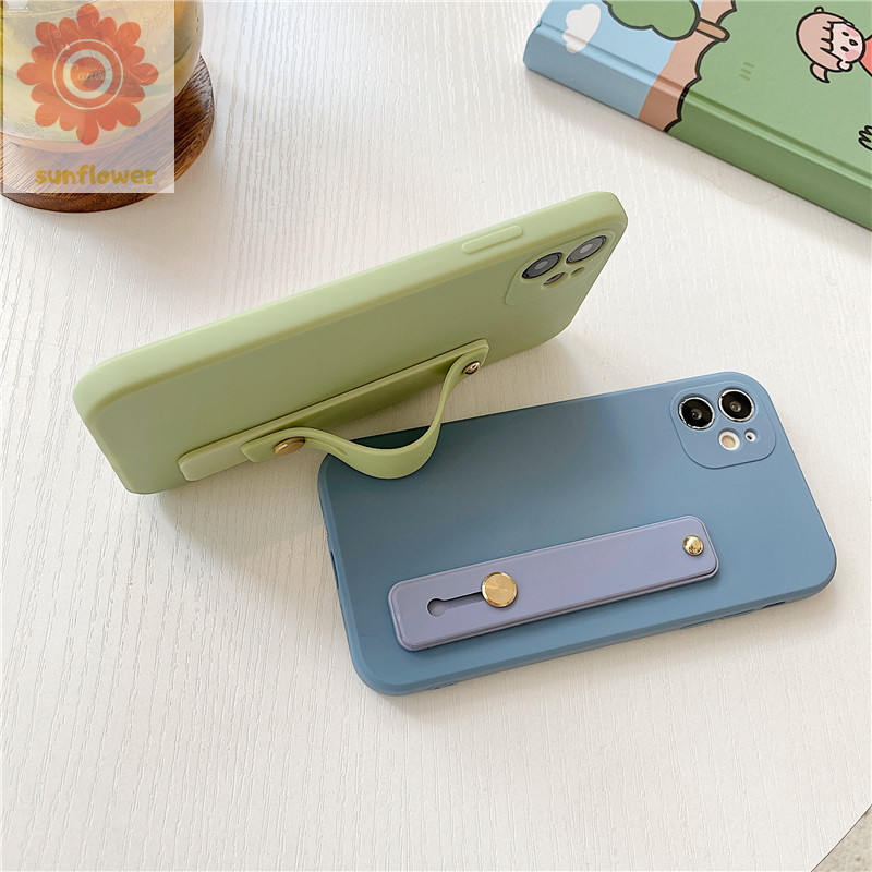 Soft Case iPhone 8plus 7plus 8 7 6 6s Plus iPhone 11 pro Max X XS SE Candy Color Soft Silicon Cover With Wristband Holder