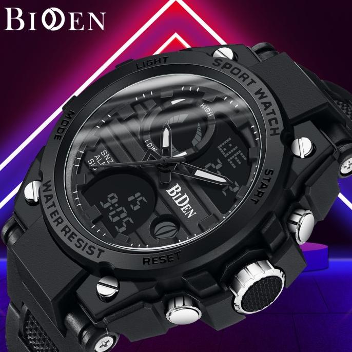 BIDEN Jam Tangan Pria Digital&Analog Olahraga Militer Pria TaliSilikon