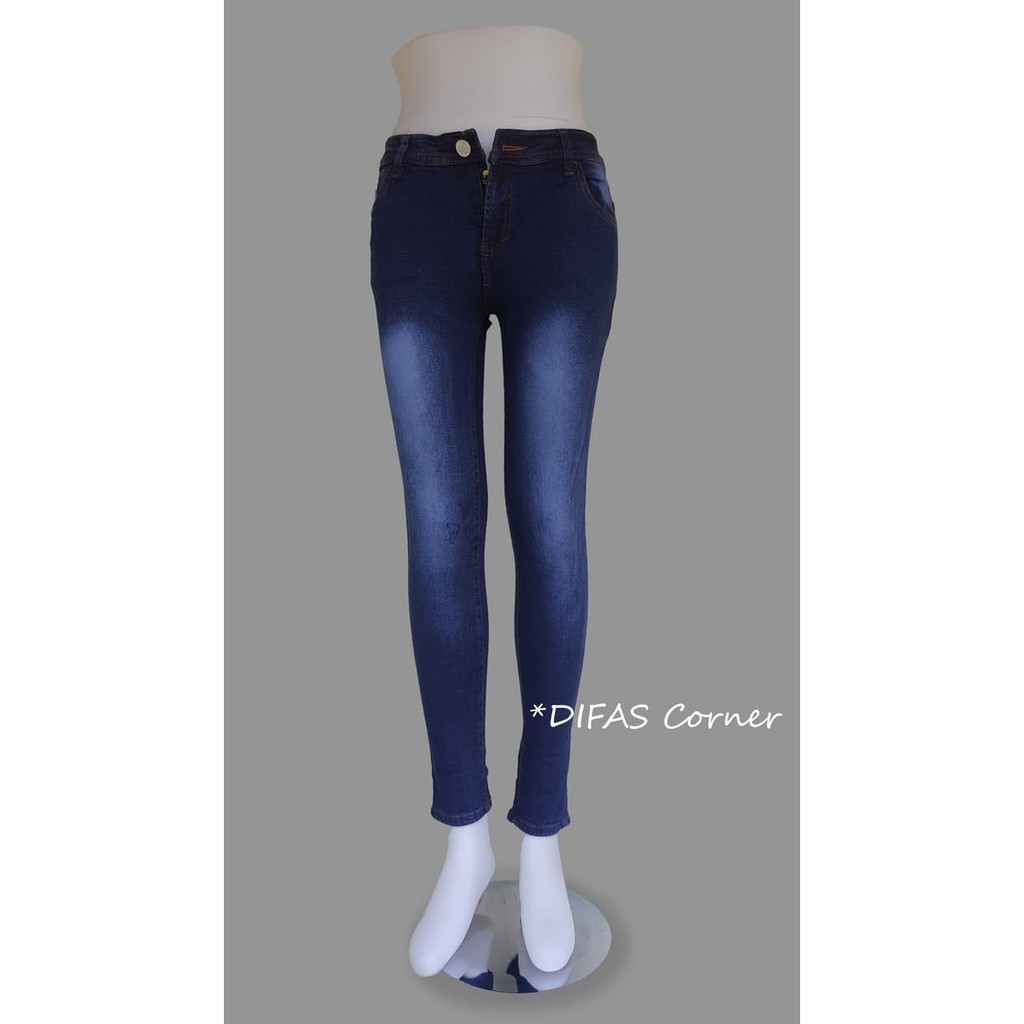 Celana Jeans Standart Prada skinny/pensil wanita warna Navy
